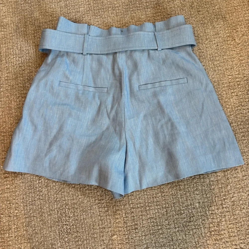 🔹 Veronica Beard Blue Pleated Linen Shorts - size 4 - Picture 4 of 8